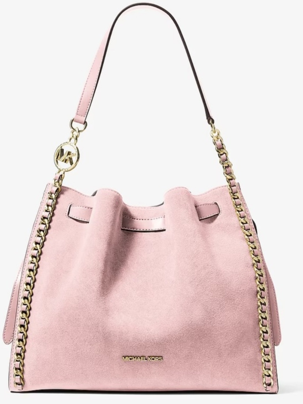 🩷 NWT Michael Kors Mina Suede Hobo With Gold Chain🩷